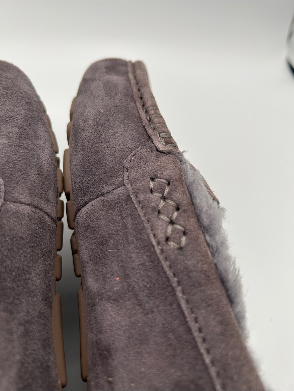 UGG Ansley Blossom Gray Suede Moccasin Slippers with Plush Shearling Lining - Picture 15 of 16